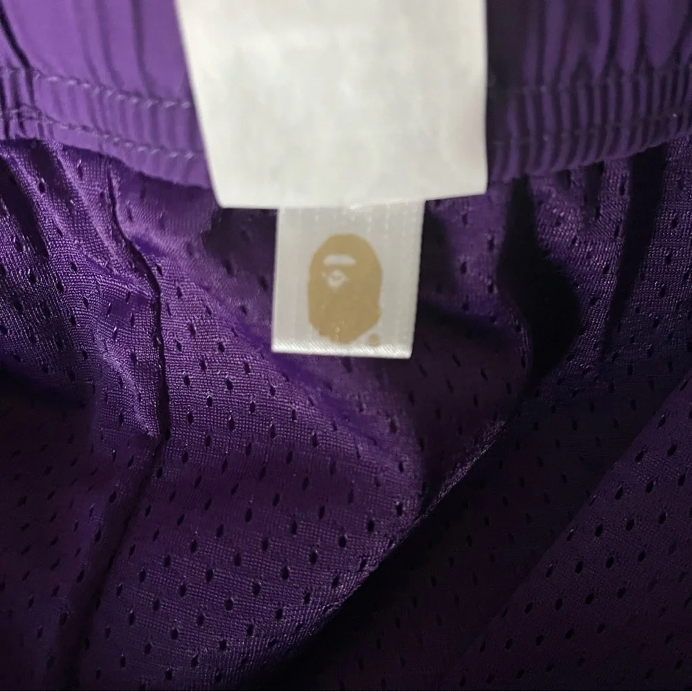 BAPE Purple Tiger SHORTS sz M Bathing Ape Japan Polyester Elastic Waist